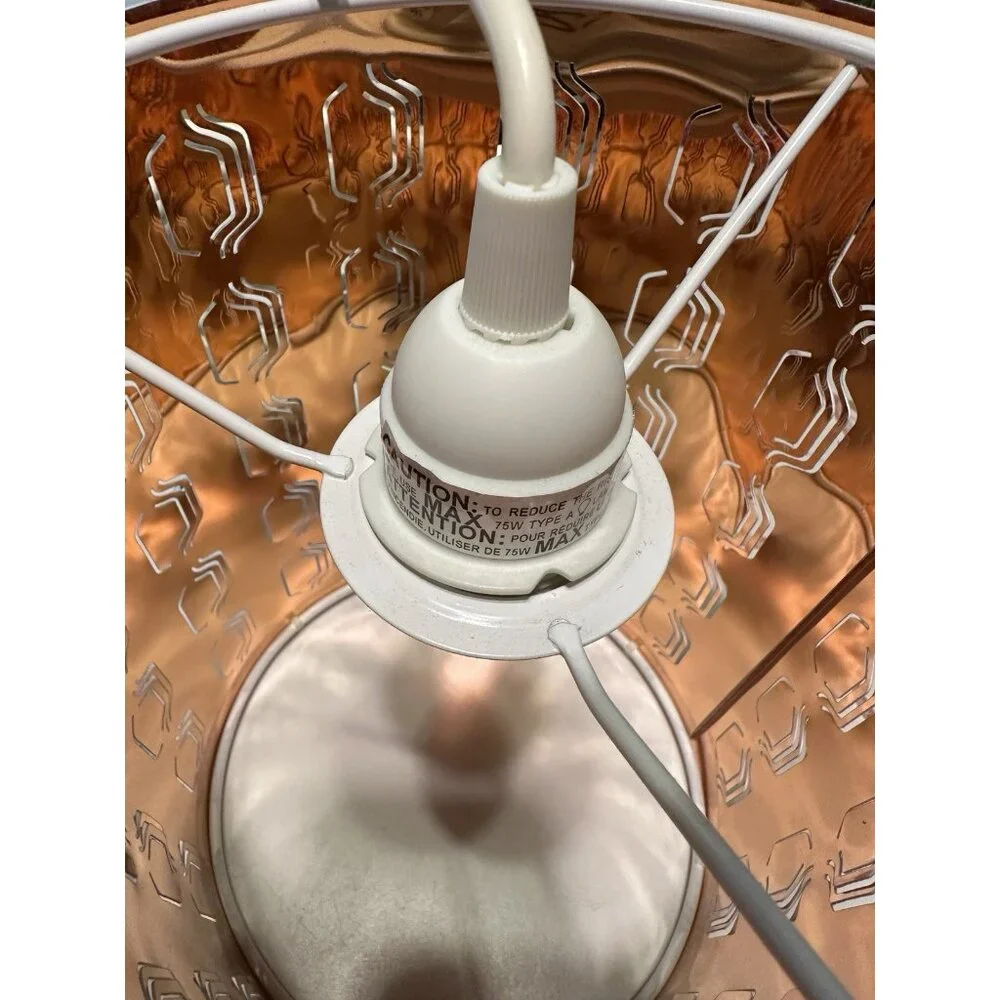 IKEA Nymö Pendant Light Lamp White Copper Interior Cut Outs Lamp Decor